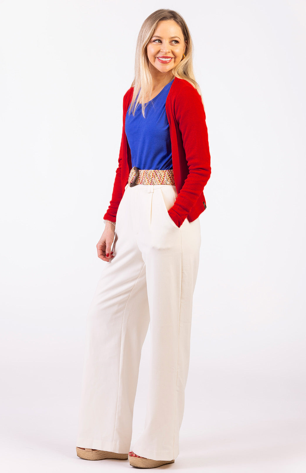 Chilli Red Women's Cropped Cardigan with Long Sleeves