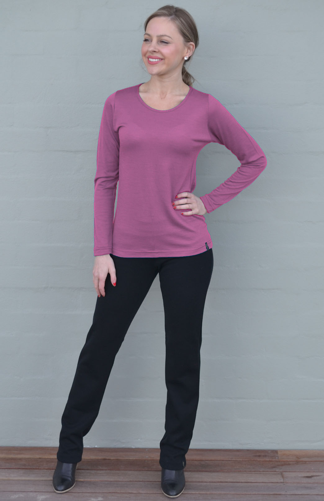 Damson Fig Women's Merino Wool Long Sleeve Fashion &amp; Layering Top
