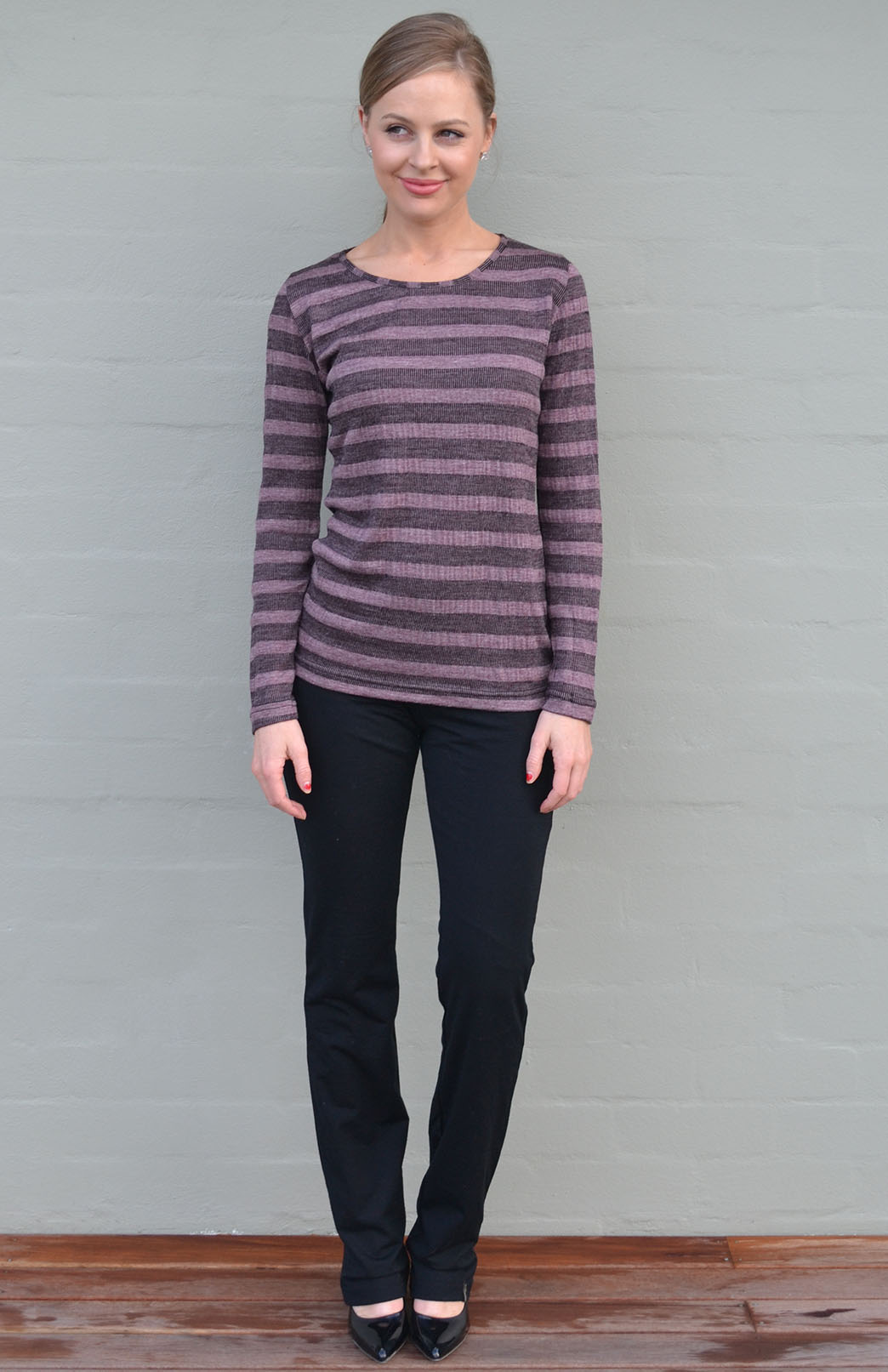 Coffee Aztec Women's Merino Wool Long Sleeve Fashion &amp; Layering Top