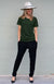 Kale Green Women&#39;s Merino Wool Short Sleeve Round Neck Top
