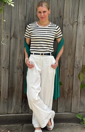 Navy Blue & Cream French Stripe