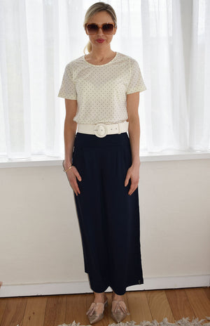 Vintage Ivory & Black Spot