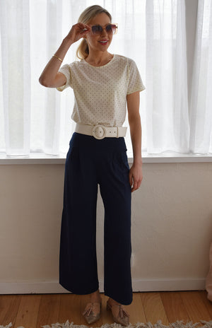 Vintage Ivory & Black Spot