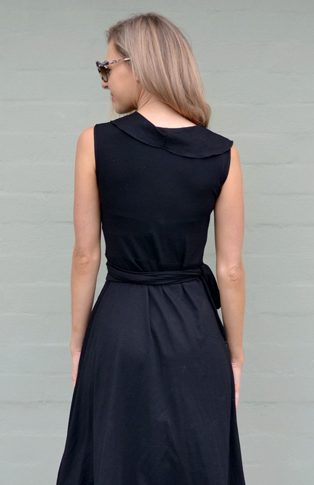 Black & Black Women's Sleeveless Merino Wool Ruffled Dress