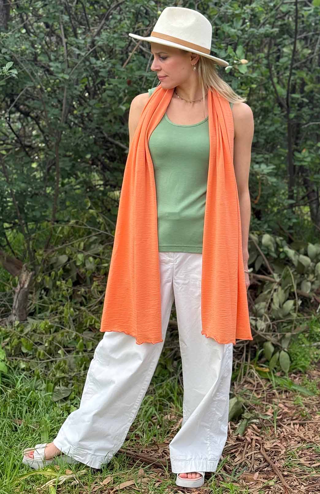 Matcha Green Women's Merino Wool Sleeveless Scoop Neck Top