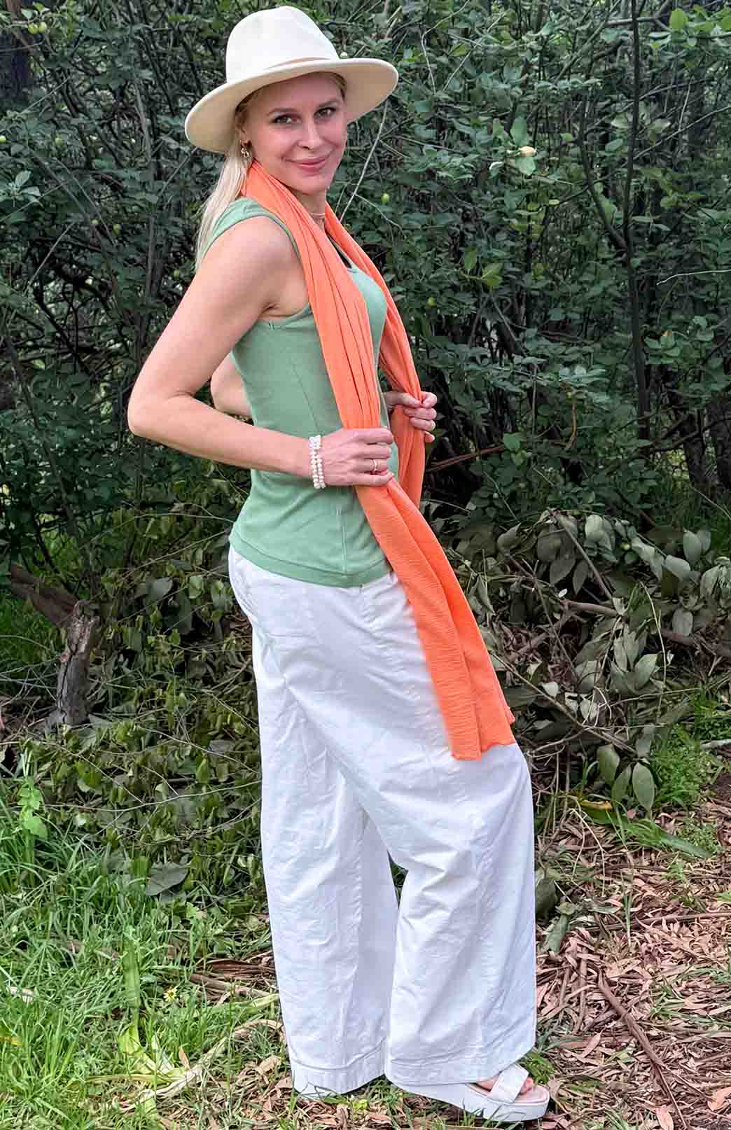 Matcha Green Women's Merino Wool Sleeveless Scoop Neck Top