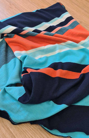 Aqua Navy & Orange Stripe