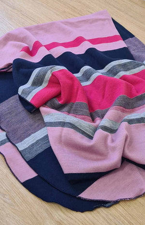 Mauve Candy Pink & Navy Stripe