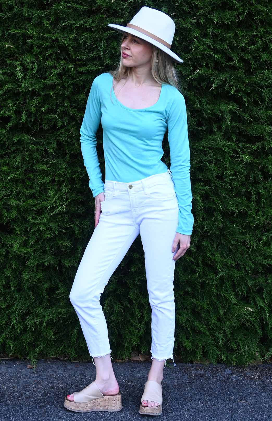 Turquoise Women's Merino Wool Long Sleeve Fashion &amp; Layering Top