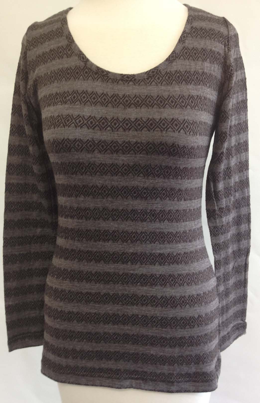 Coffee Aztec Women's Merino Wool Long Sleeve Fashion &amp;amp; Layering Top
