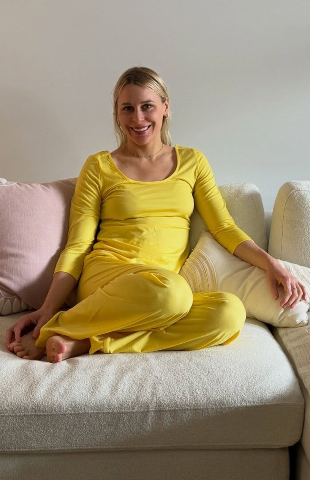 Lemon Zest Yellow Women's Super Scoop Neck Top and Long Pants Merino Wool Pyjama Set