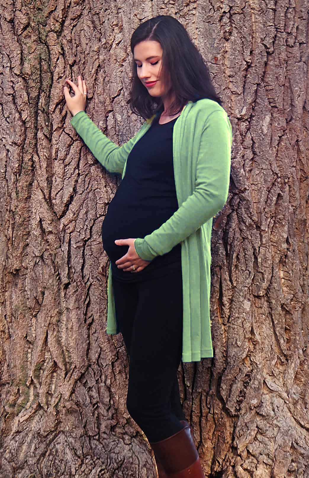 Matcha Green Women's Merino Wool Drape Cardigan