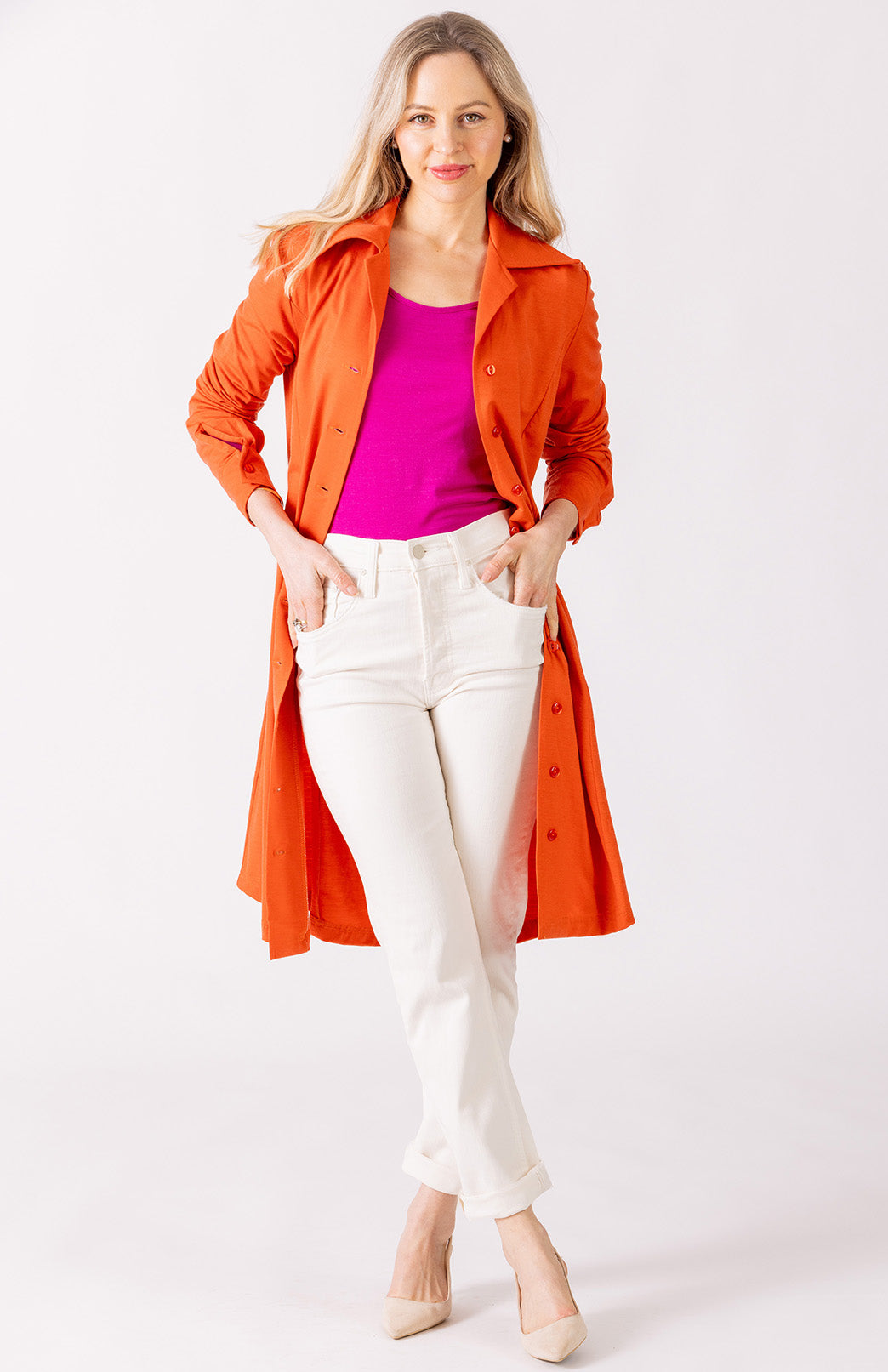 Fuchsia Pink Women's Merino Wool Long Sleeve Fashion &amp; Layering Top