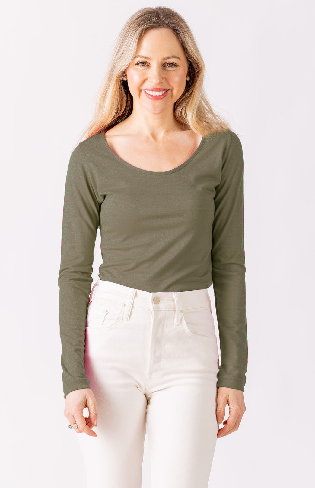 Gum Tree Green Women's Merino Wool Long Sleeve Fashion &amp; Layering Top
