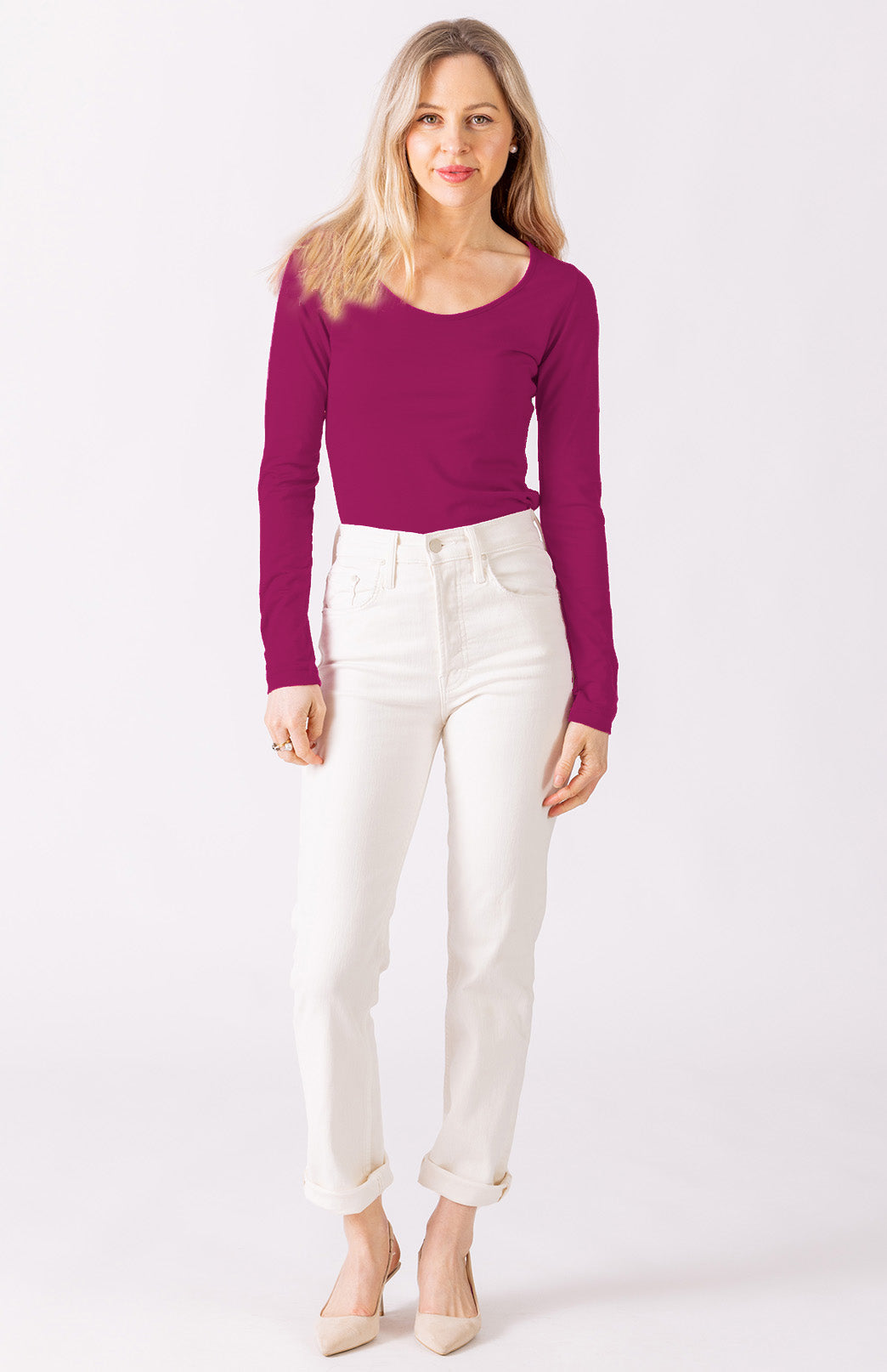 Magenta Women's Merino Wool Long Sleeve Fashion &amp; Layering Top