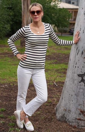 Navy Blue & Cream French Stripe