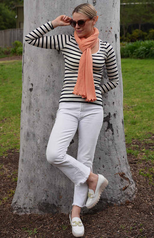 Navy Blue & Cream French Stripe