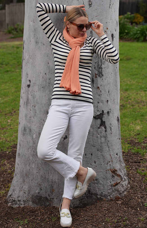 Navy Blue & Cream French Stripe