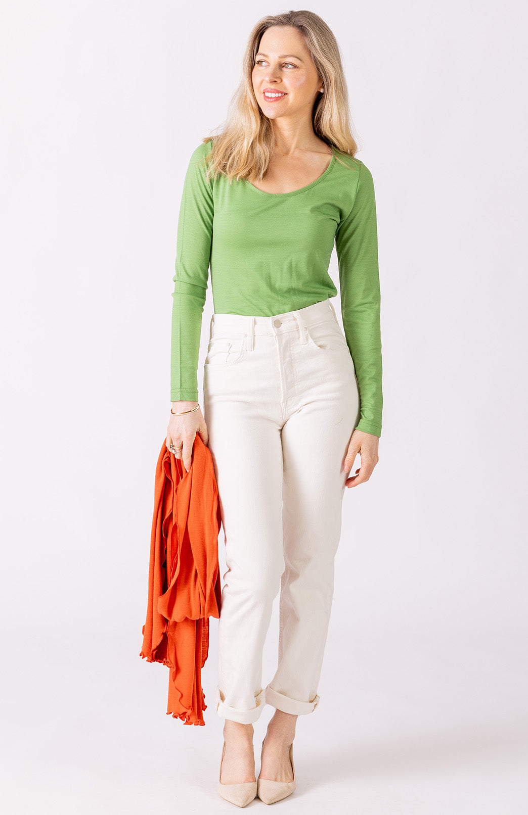 Scoop Neck Top Women's Merino Wool Long Sleeve Fashion &amp; Layering Top