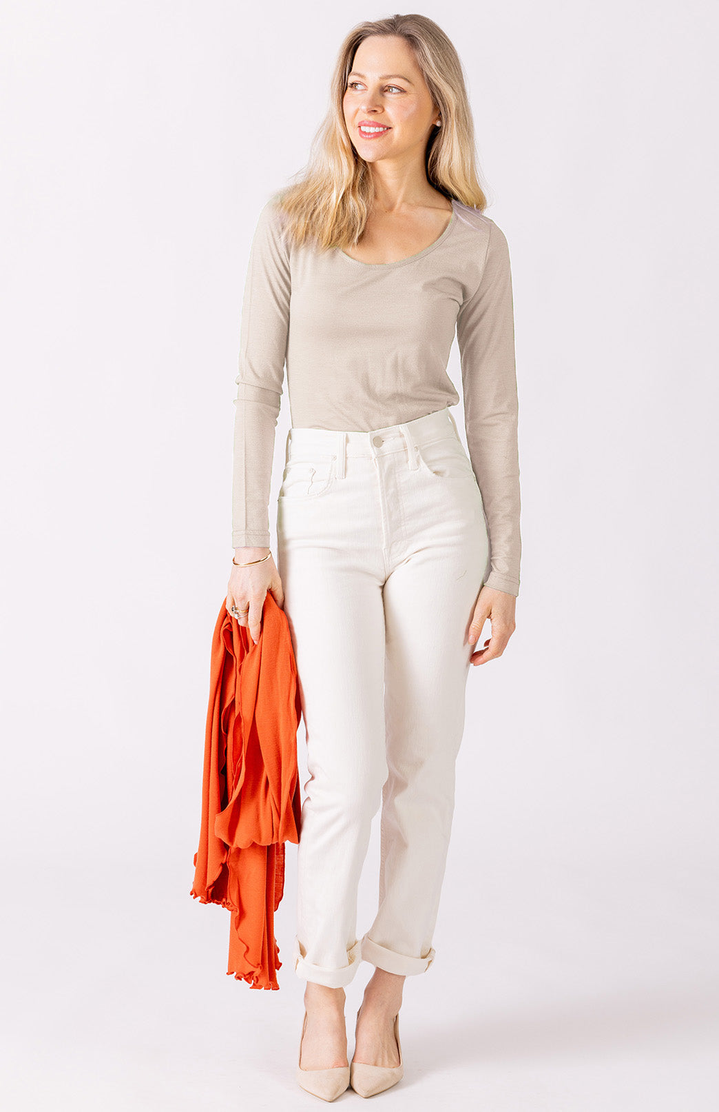 Soft Sand Women&#39;s Merino Wool Long Sleeve Fashion &amp;amp; Layering Top
