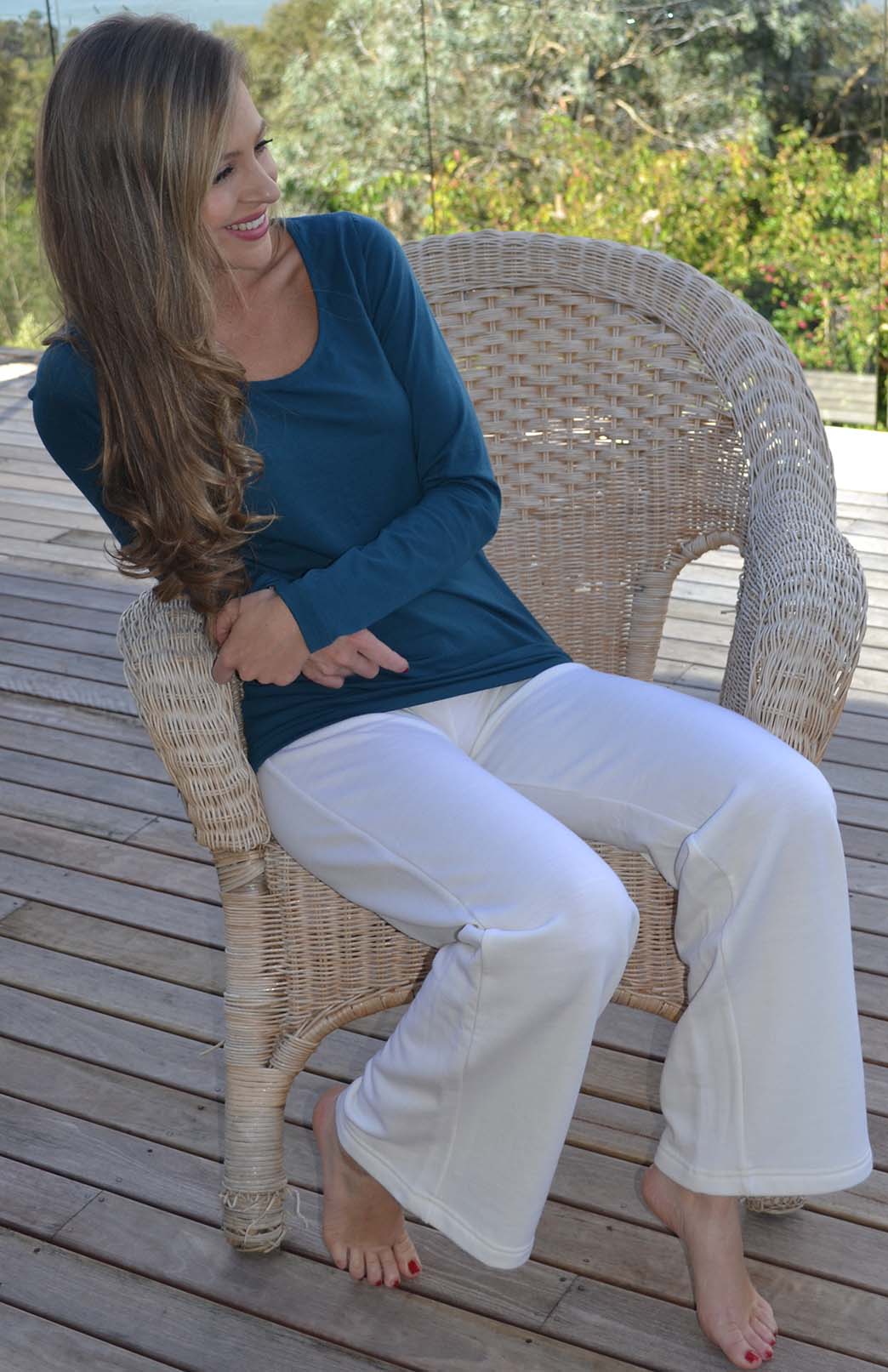 Storm Teal Women's Merino Wool Long Sleeve Fashion &amp;amp; Layering Top
