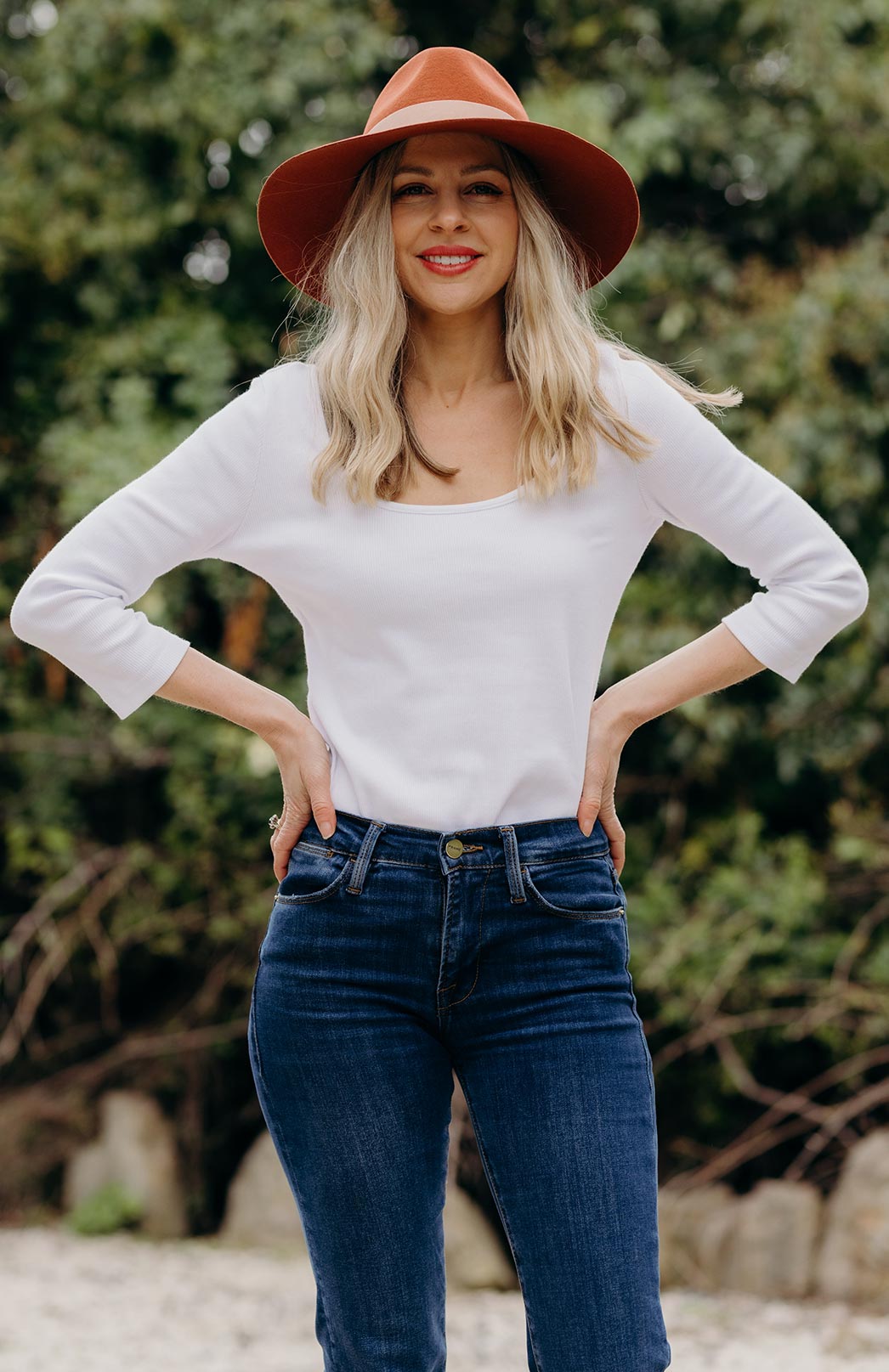 Crisp White Women's Super Scoop Neck 3/4 Sleeve Organic Cotton Top