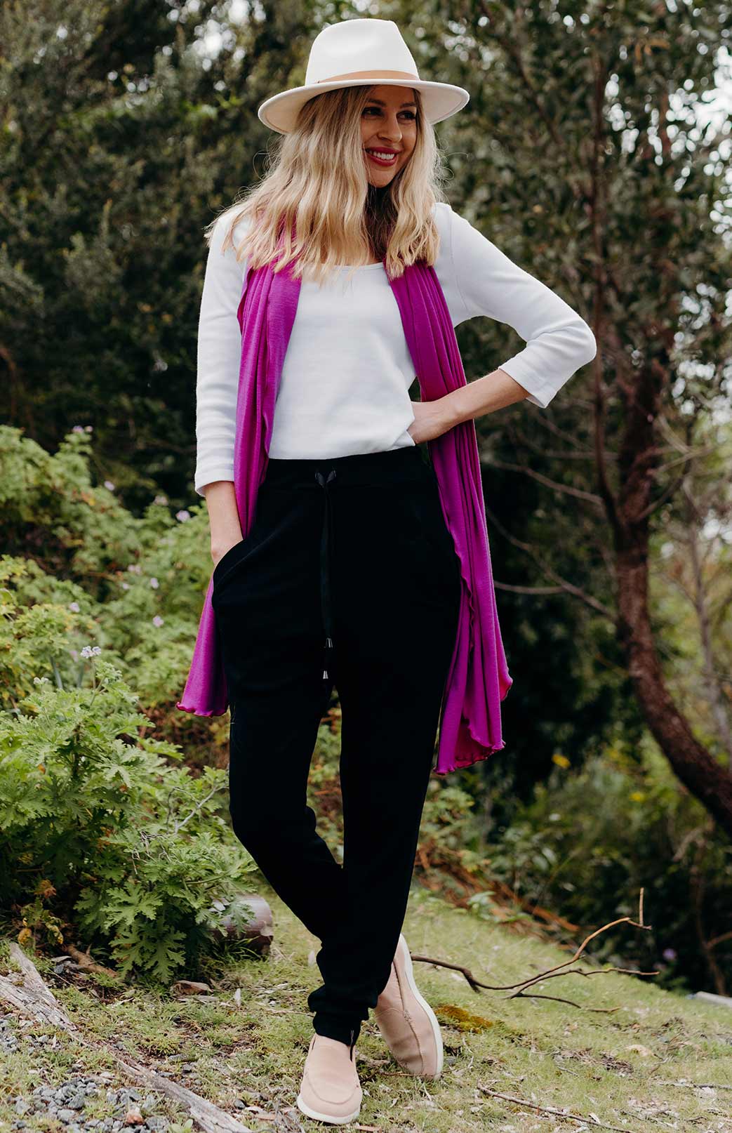 Fuchsia Pink Women's Merino Wool Luxury Scarf