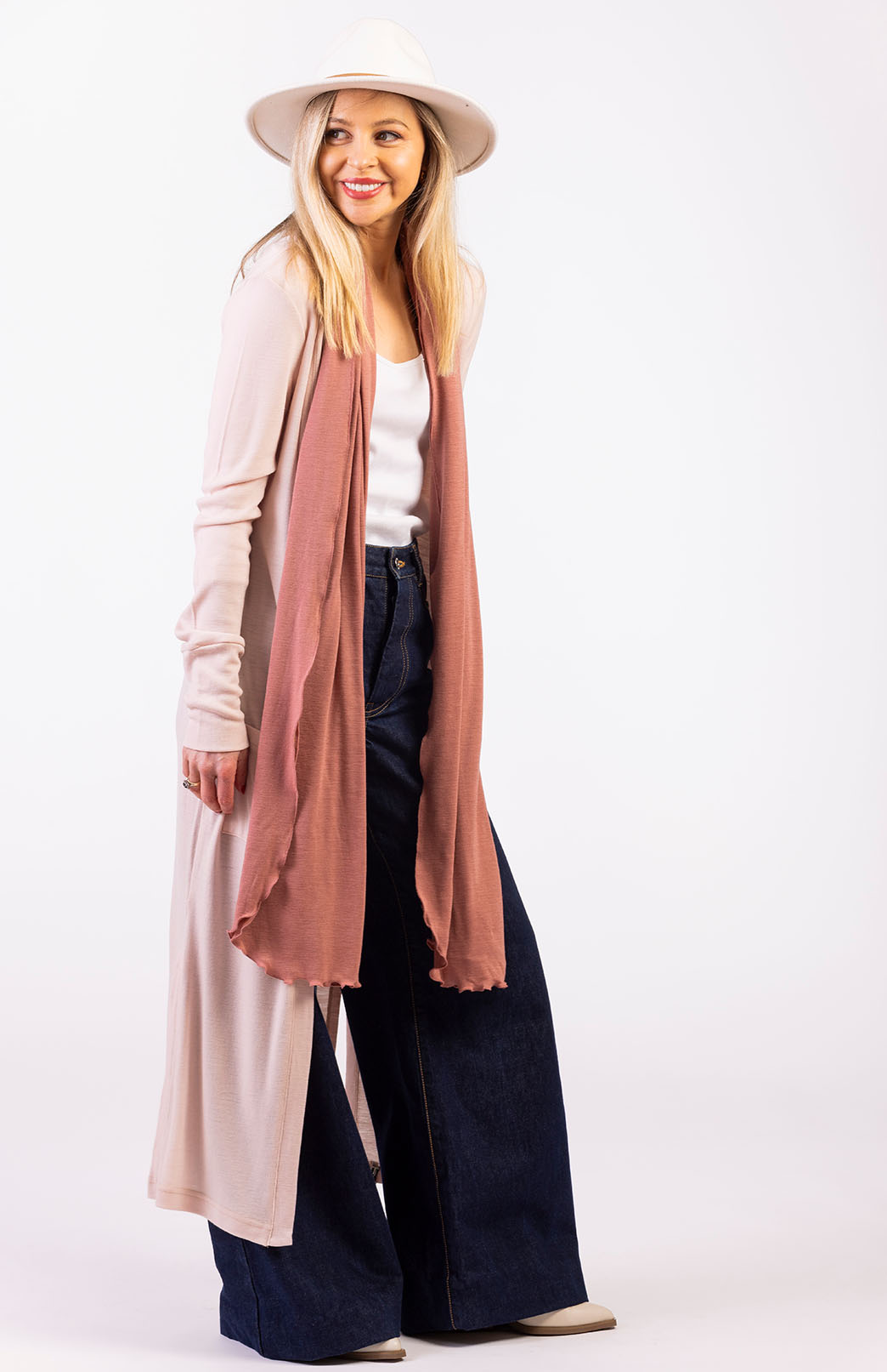 Nude Women's Slimline Long Cardigan with side pockets
