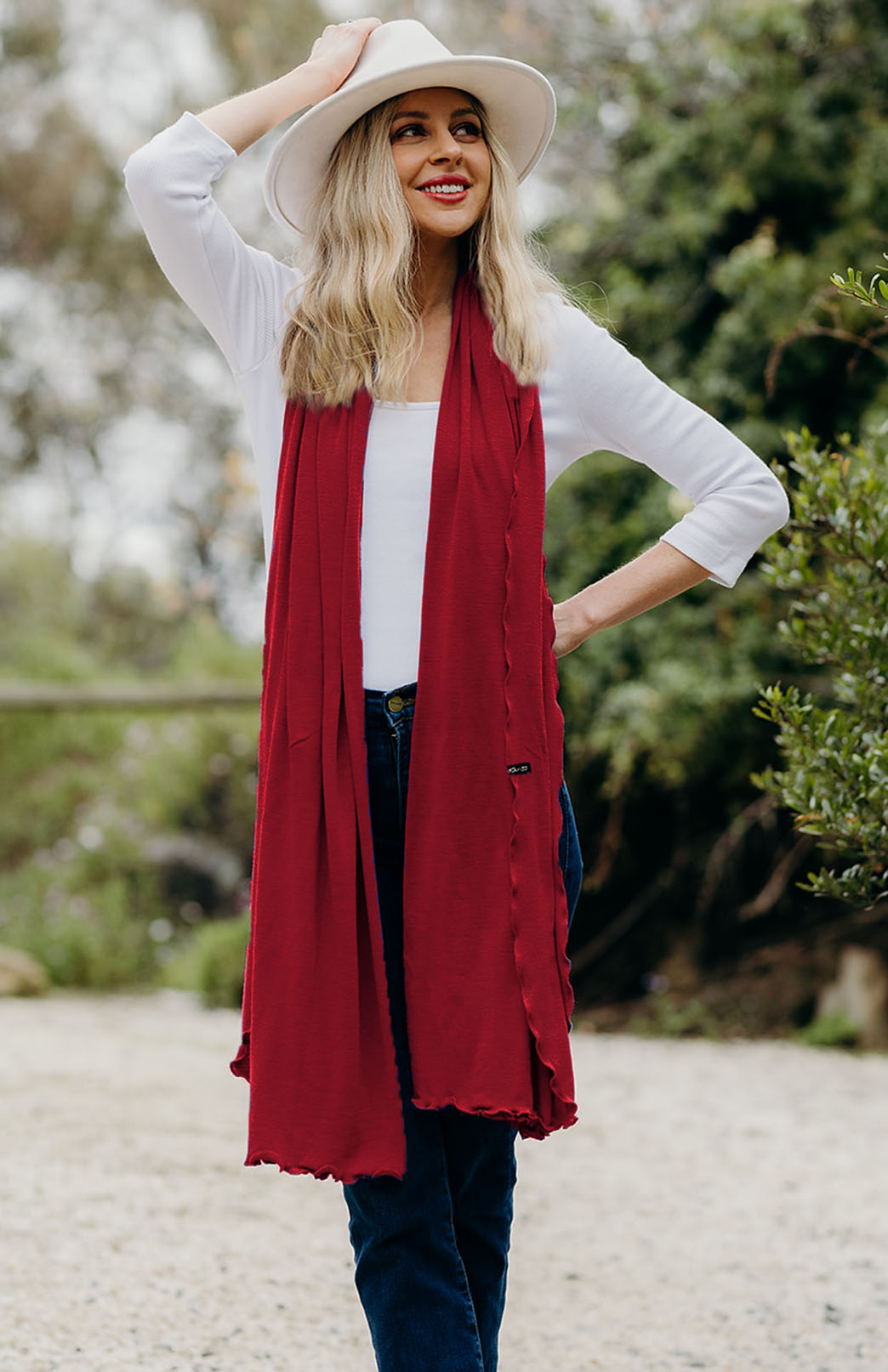 Chilli Red Women's Merino Wool Luxury Scarf
