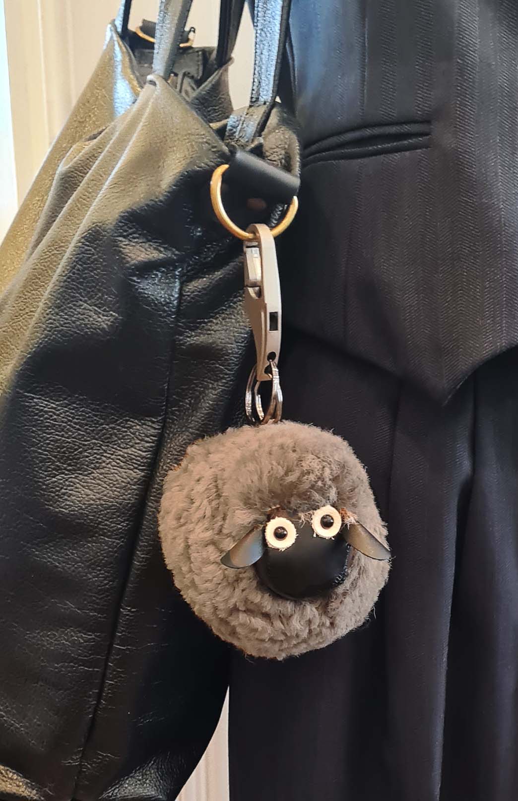 Grey Sheepskin Keyring/Bag Tag
