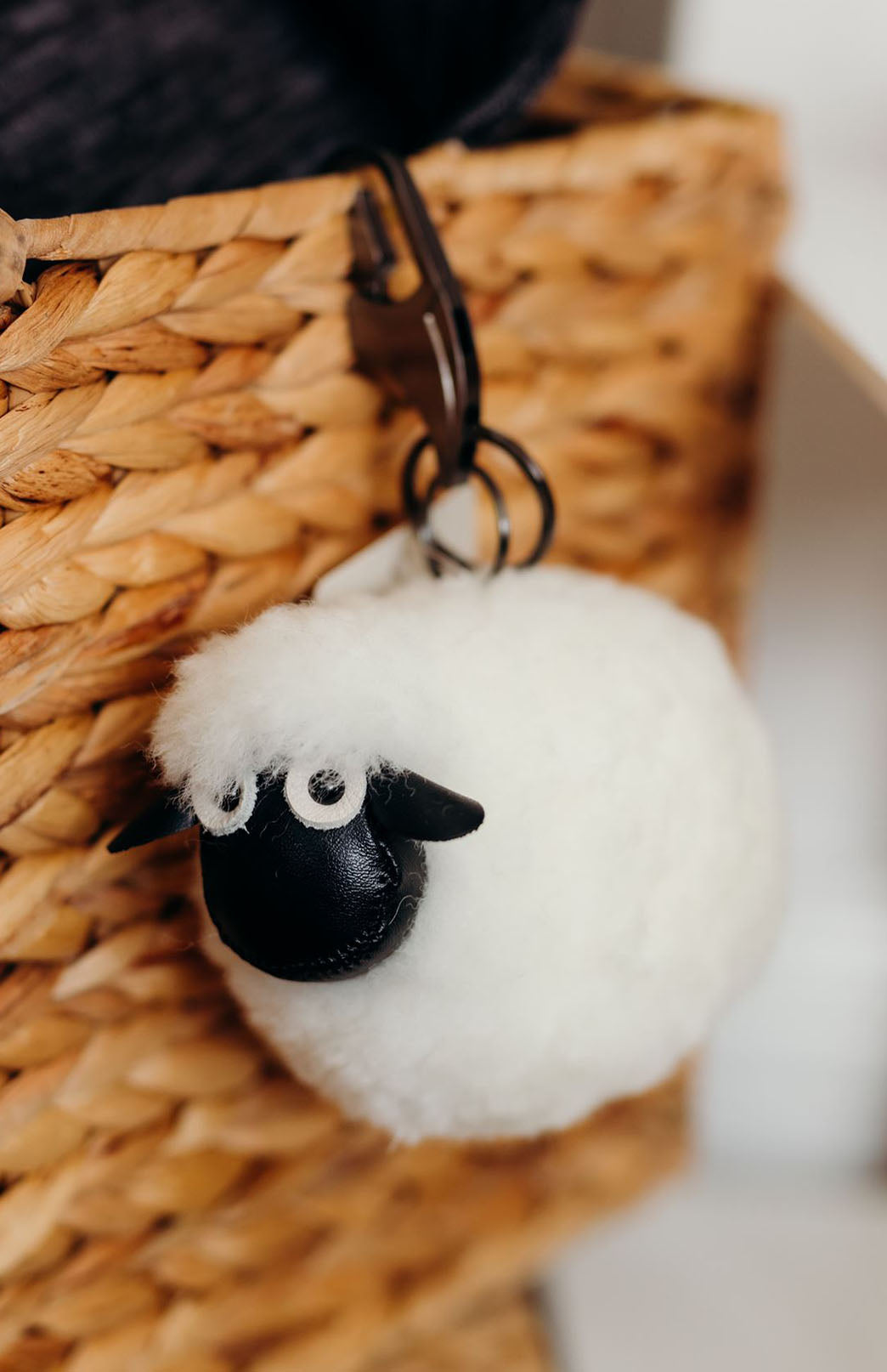 Ivory Sheepskin Keyring/Bag Tag

