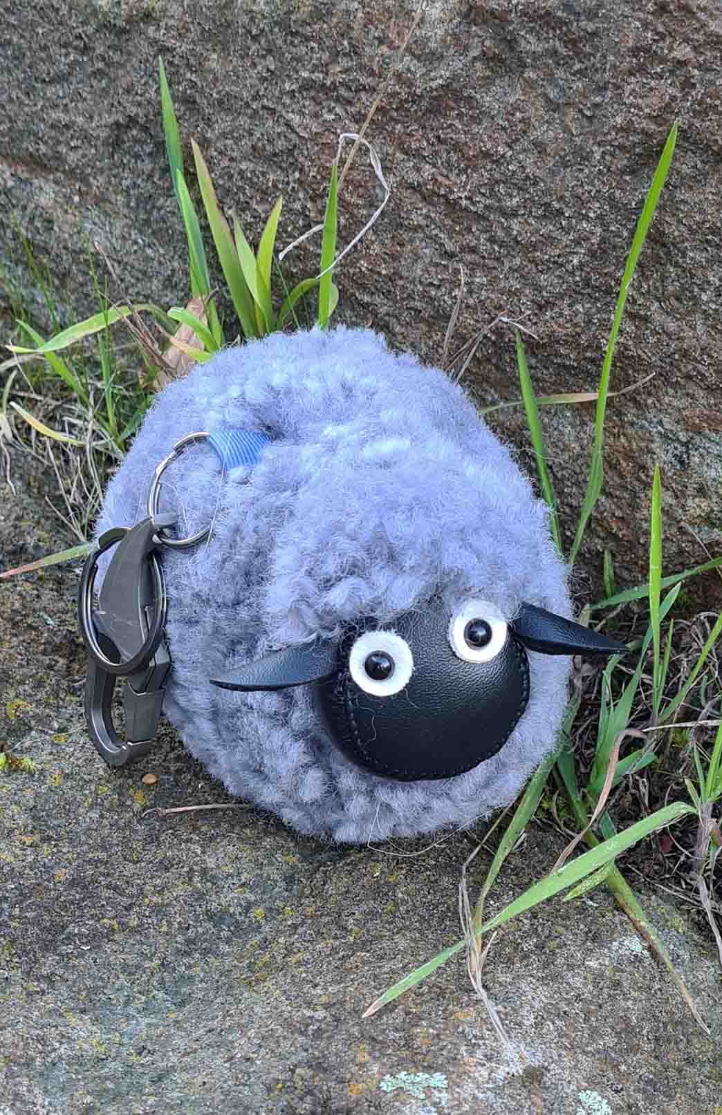 Grey Sheepskin Keyring/Bag Tag