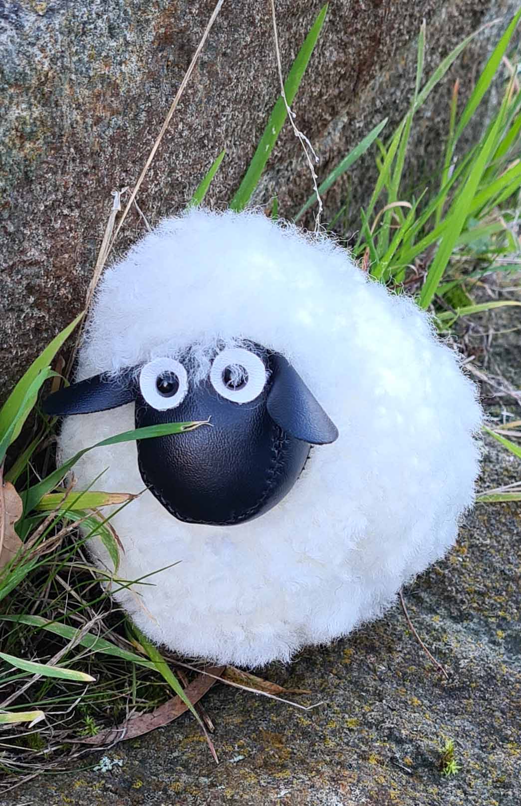 Ivory Sheepskin Keyring/Bag Tag