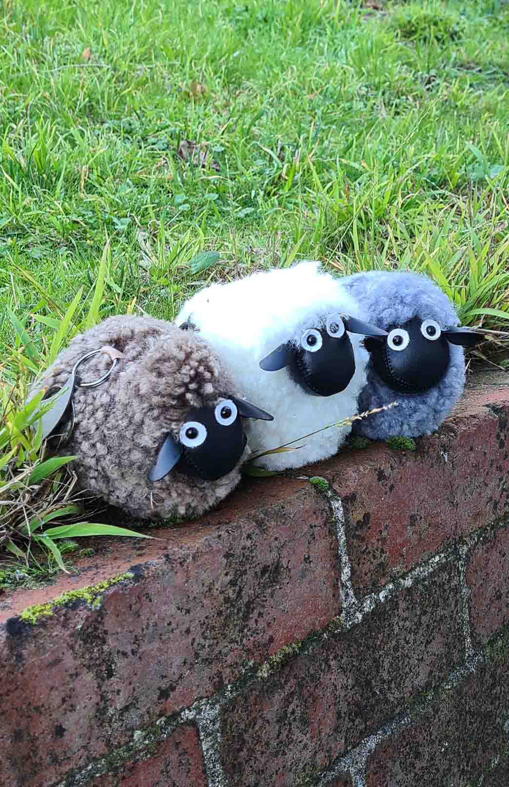 Grey Sheepskin Keyring/Bag Tag