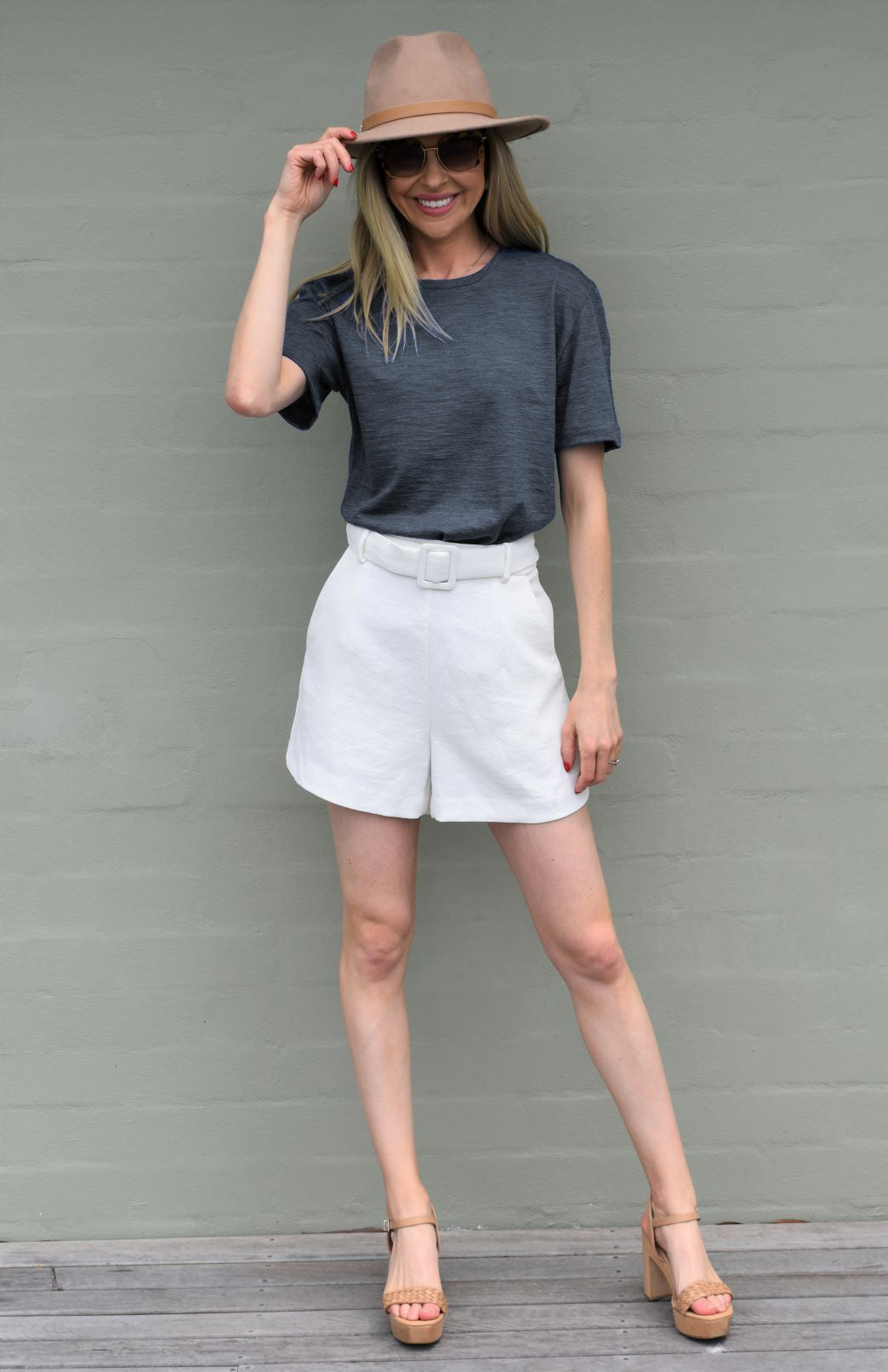 Charcoal Marl Women's Merino Wool Short Sleeved T-Shirt