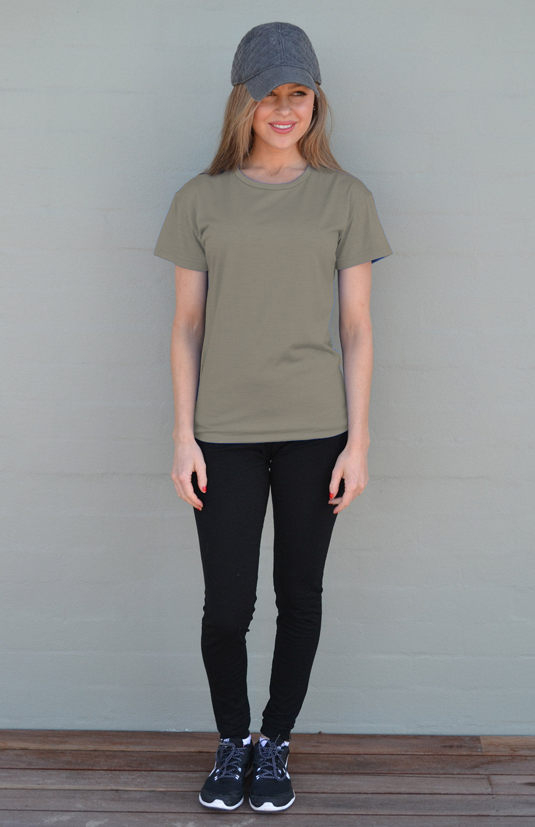 Gum Tree Green Women's Merino Wool Short Sleeved Classic Fit T-Shirt
