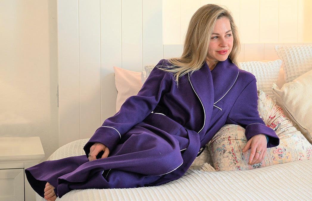 Royal Purple Wool &amp; Cashmere Blend Dressing Gown
