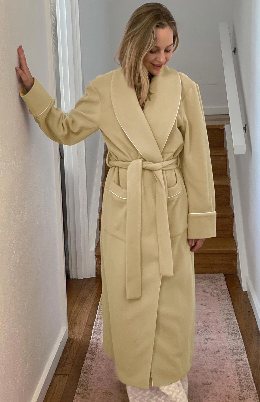 Pink Raspberry Marl Unisex Superfine Merino Wool and Cashmere Blend Traditional Dressing Gown
