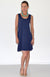 Indigo Blue Women&#39;s Sleeveless Merino Wool Swing Dress with Ruffle Detail
