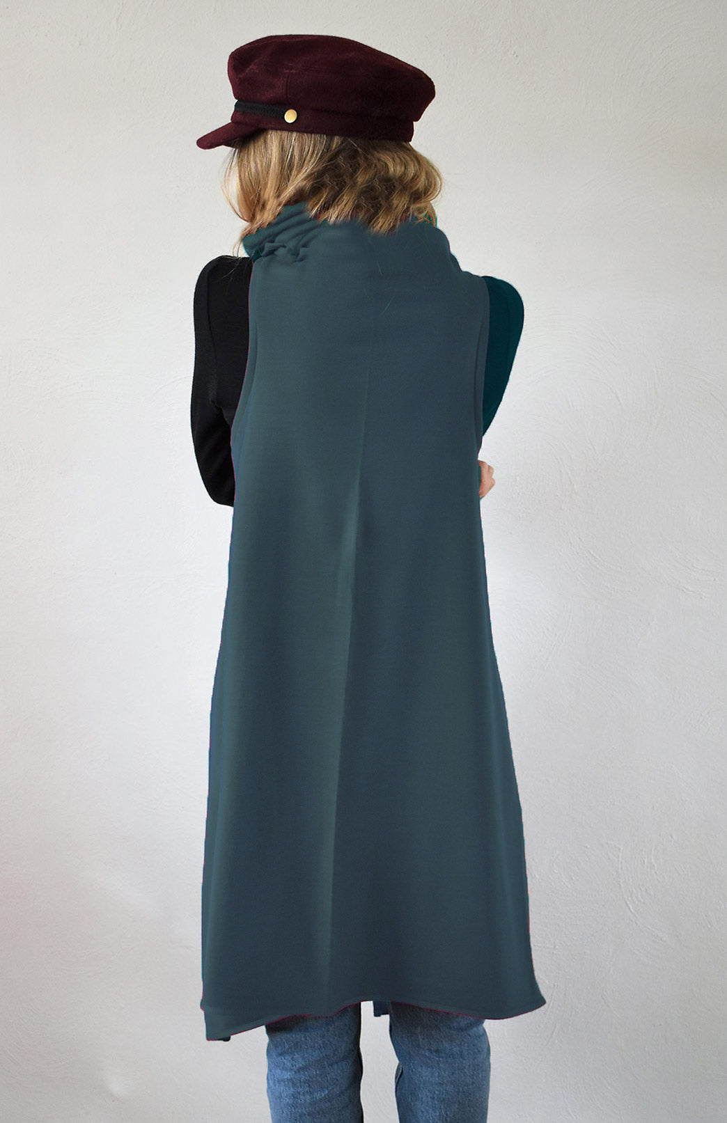 Deep Sea Green Women's Merino Wool Sleeveless Wrap