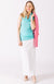 Turquoise Women&#39;s Merino Wool Sleeveless Top with Cowl Neckline
