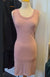 Pink Fine Stripe Women&#39;s Merino Wool Sleeveless Scoop Neck Dress
