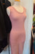Pink Fine Stripe Women&#39;s Merino Wool Sleeveless Scoop Neck Dress
