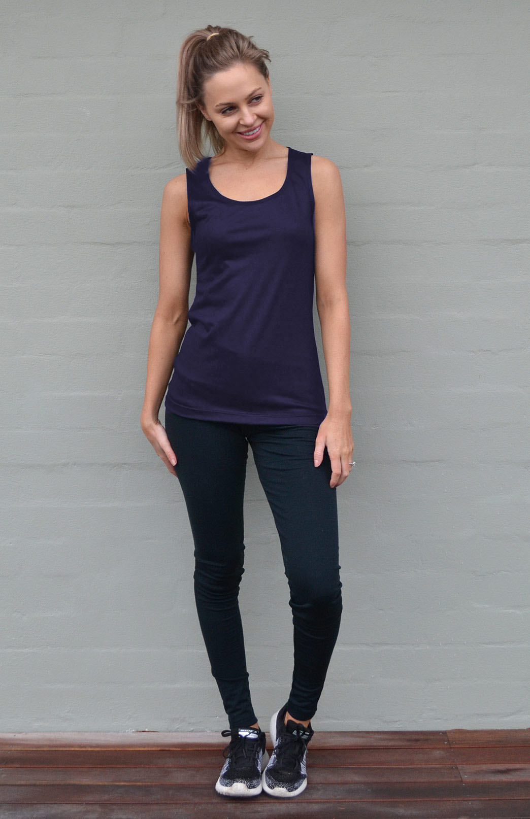Navy Blue Women's Merino Wool Sleeveless Top