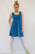 Teal Women&#39;s Sleeveless Merino Wool Swing Dress with Ruffle Detail

