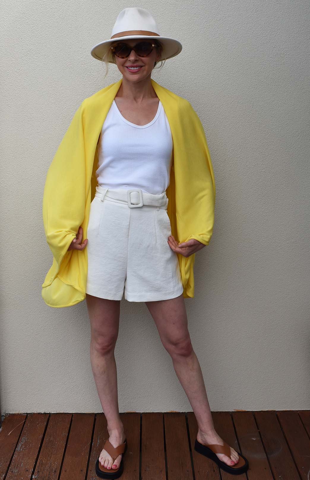 Lemon Zest Yellow Women's Merino Wool 220g Rib Sleeveless Wrap