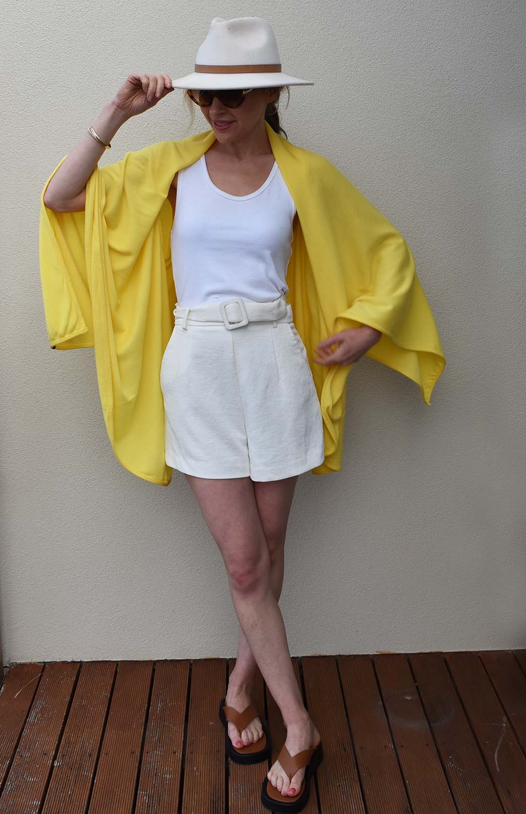 Lemon Zest Yellow Women's Merino Wool 220g Rib Sleeveless Wrap