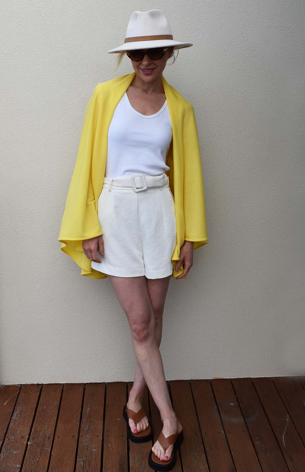 Lemon Zest Yellow Women's Merino Wool 220g Rib Sleeveless Wrap