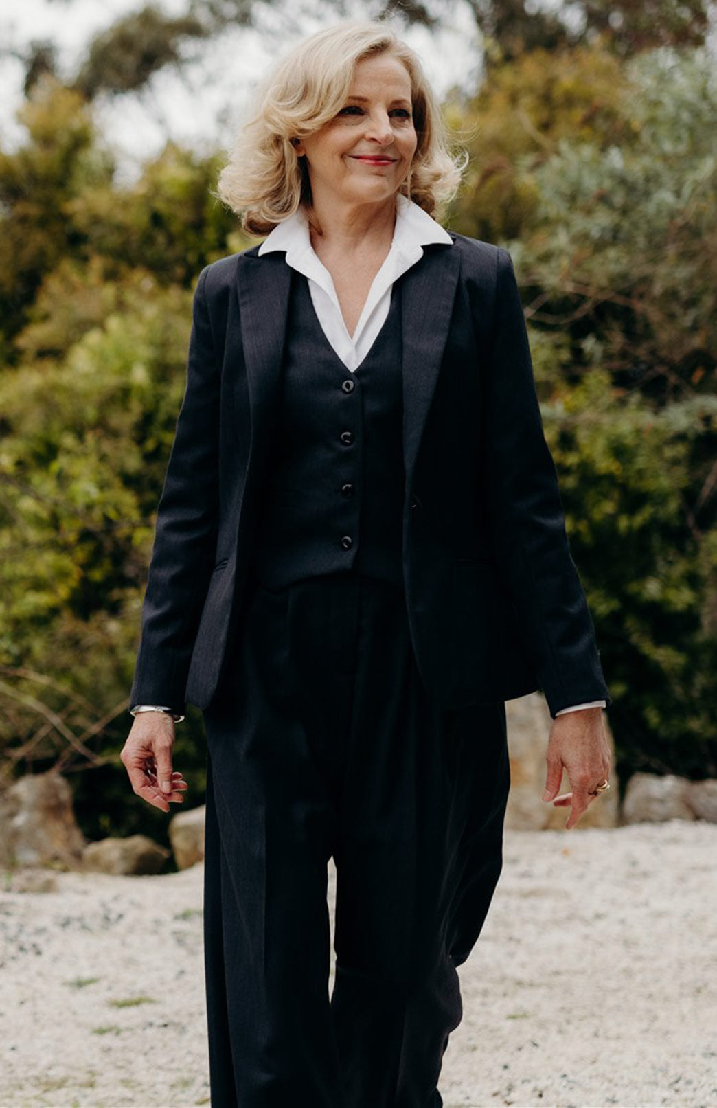 Obsidian Grey Herringbone Women's Superfine Merino Wool Herringbone Blazer Jacket with Silk Lining