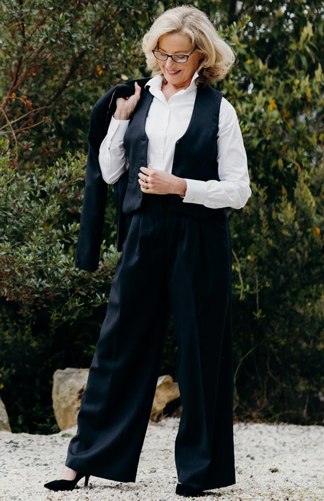 Smitten Suit: Blazer Women's Superfine Merino Wool Herringbone Blazer Jacket with Silk Lining